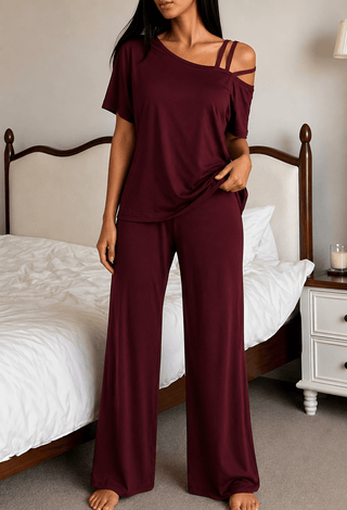 Soft Casual Purple Egyptian Cotton Pajama Set - Femme 4063 - Mina Femme