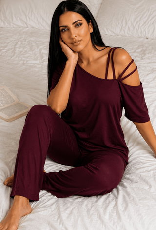 Soft Casual Purple Egyptian Cotton Pajama Set - Femme 4063 - Mina Femme