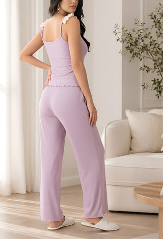 Soft Comfortable Egyptian Cotton Pajama Set with Lace - Femme 4062 - Mina Femme