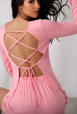 Soft Cozy Pink Egyptian Cotton Short Pajama Set - Femme 4069 - Mina Femme