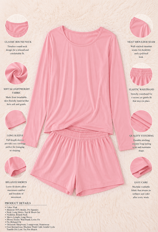 Soft Cozy Pink Egyptian Cotton Short Pajama Set - Femme 4069 - Mina Femme
