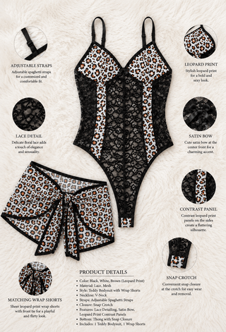 Soft Leopard Butter Fabric BodySuit Set - JOLY 2351 - Mina Femme