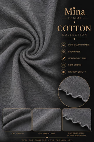 Soft Ribbed Gray Egyptian Cotton Kaftan Dress - Femme 4076 - Mina Femme