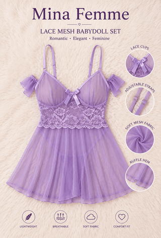 Soft Sheer Elegant Tulle Lingerie - R330 - Mina Femme