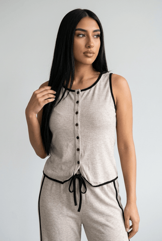 Soft Sleeveless Egyptian Cotton Pajama Set - Femme 4048 - Mina Femme