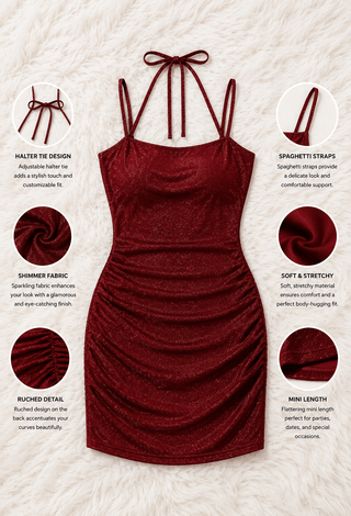 Sparkly Bodycon Red Glitter Mini Party Dress - Eve - F133 - Mina Femme