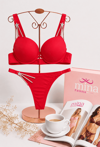 Starlight Women’s Push-Up Bra with Rhinestone Star Straps - Fsn 3399 - Mina Femme