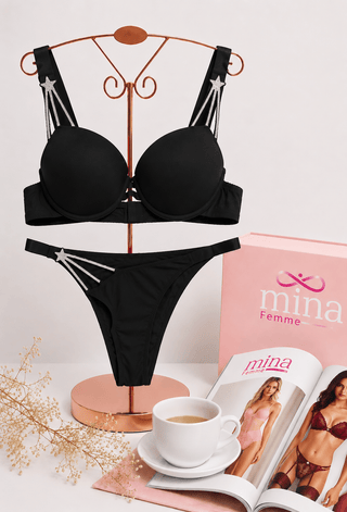 Starlight Women’s Push-Up Bra with Rhinestone Star Straps - Fsn 3399 - Mina Femme