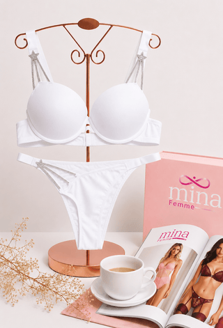 Starlight Women’s Push-Up Bra with Rhinestone Star Straps - Fsn 3399 - Mina Femme