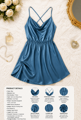 This high-quality Satin Night Dress one-piece - W189 | Mina Femme - Mina Femme