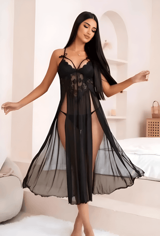 Tulle Lingerie Dress – Unpadded Sheer Nightdress - R117 - Mina Femme