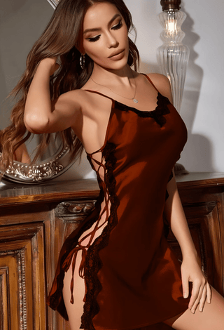 W364 Open Sides satin Lingerie - Mina Femme