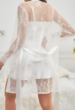 W492 Women's satin lingerie set with lace - Mina Femme