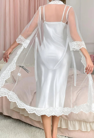 W569 Women's satin lingerie set with lace - Mina Femme