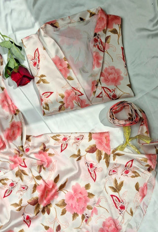 W601 Women's Satin Floral Lingerie Set - Mina Femme
