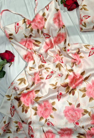 W601 Women's Satin Floral Lingerie Set - Mina Femme