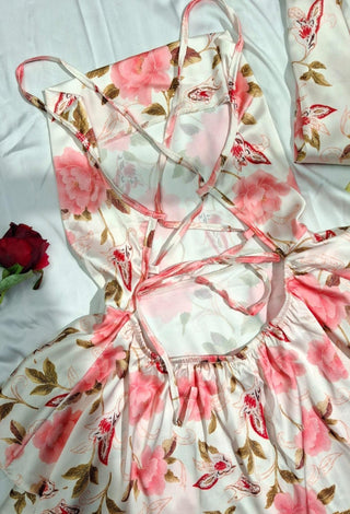 W601 Women's Satin Floral Lingerie Set - Mina Femme