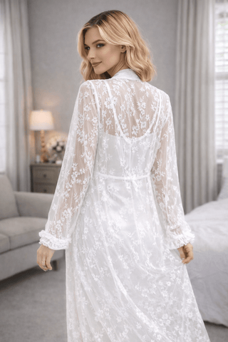 Wedding White Satin Lace Bridal Lingerie Set - W609 - Mina Femme