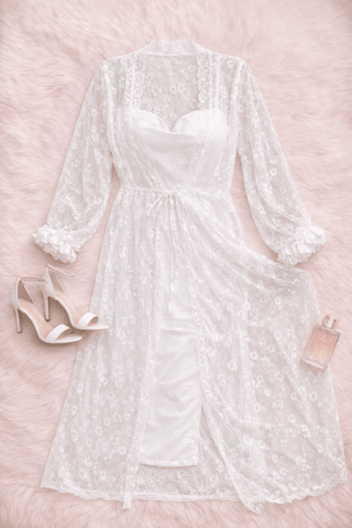 Wedding White Satin Lace Bridal Lingerie Set - W609 - Mina Femme