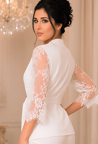 White Egyptian Cotton Lace Set | Mina Femme Luxury Collection - Femme 2912 - Mina Femme