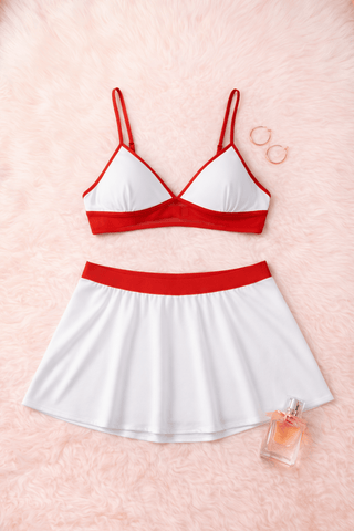 White & Red Cosplay Lingerie Set - JOLY 2336 - Mina Femme