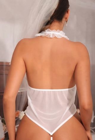 White Romance Tulle & Lace Bodysuit - R609 - Mina Femme