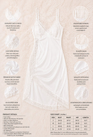 White Satin Lace Lingerie Dress - W677 - Mina Femme