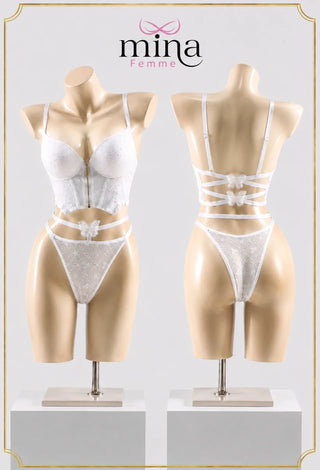 White Push Up Bra & Panty Set with Butterfly Detail - Fsn 2065