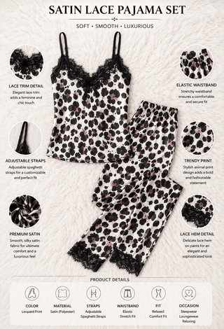 Wild Elegance Lace Trim Lounge Pajama | Women's Fashion Sleepwear - W684 | Mina Femme - Mina Femme