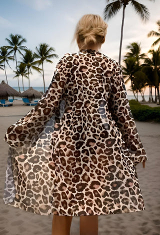 Women’s Black Bikini with Leopard Chiffon Kimono – 3 Piece Swimwear Set - Z25 | Mina Femme - Mina Femme