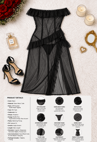 Women’s Black Sheer Lace Maxi Lingerie – One Piece - R287 | Mina Femme - Mina Femme