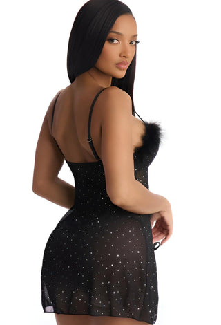 Women’s Black Stardust lingerie - R504 | Mina Femme - Mina Femme