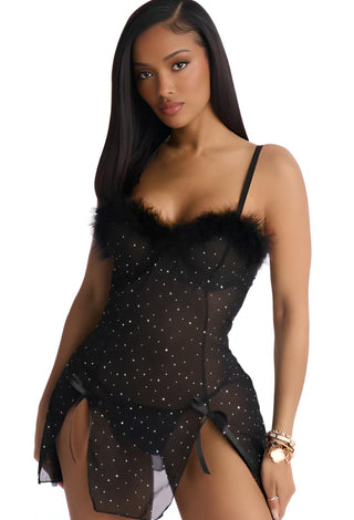 Women’s Black Stardust lingerie - R504 | Mina Femme - Mina Femme