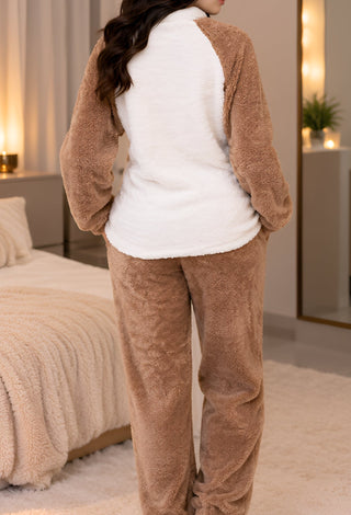 Women's Cozy Two-Tone Polar Fleece Winter Pajama Set-Snow 3864 - Mina Femme