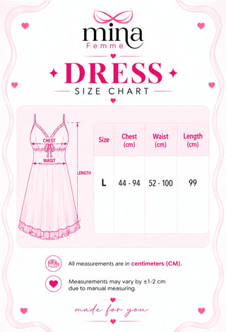 Women’s Floral Print Sheer Tulle Lingerie Dress with Ruffle Details - Eve 6966 - Mina Femme