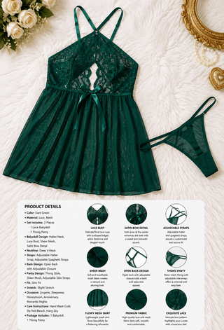 Women's Sexy lace Nightgown - R282 | Mina Femme - Mina Femme