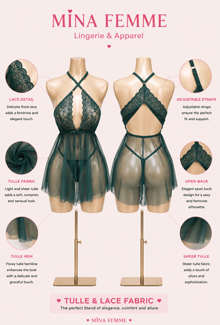 Women's Sexy lace Nightgown - R282 | Mina Femme - Mina Femme