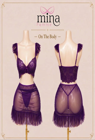 Women’s Sexy Tulle Ruffle Top & Skirt Set – 2 Pieces - R354 | Mina Femme - Mina Femme