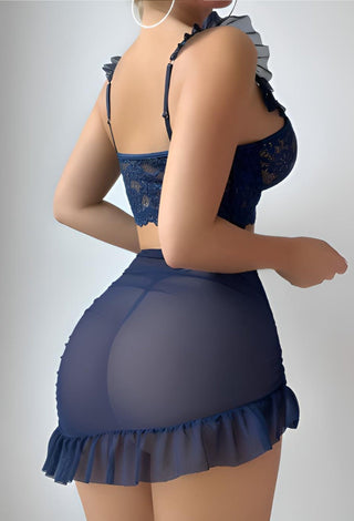 Women’s Sexy Tulle Ruffle Top & Skirt Set – 2 Pieces - R354 | Mina Femme - Mina Femme