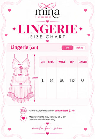 Women’s Sheer Tulle Floral Lingerie Dress with Ruffle Details - Eve 6978 - Mina Femme
