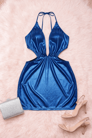 Women’s Shiny Cut-Out Mini Dress – Adjustable Straps Party Dress - Tatee T03 | Mina Femme - Mina Femme