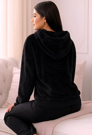 Women’s Winter Pajama Set – Soft Polar Fleece Hoodie & Cotton Pants - Snow 3861 - Mina Femme